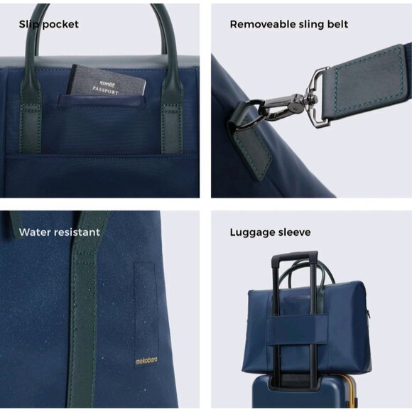 Mokobara The Cabin Duffle Work Bag Leather Water Resistant 15" Laptop Blue New - Picture 10 of 15